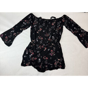 Jessica Simpson Floral Romper Shorts Cottagecore Off Shoulder Glam Women Medium
